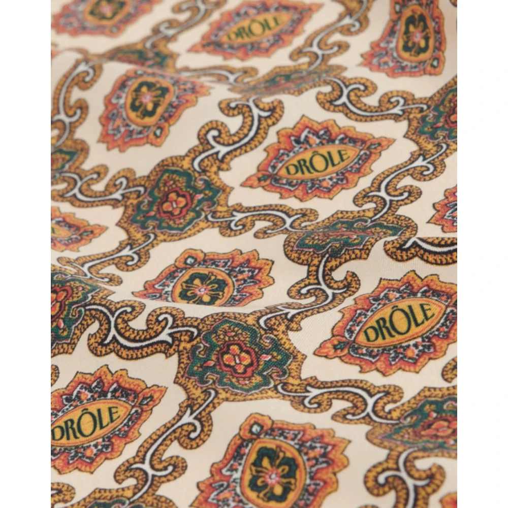 Drole de Monsieur Renzo Zijden Bandana in Beige Multicolor Dames