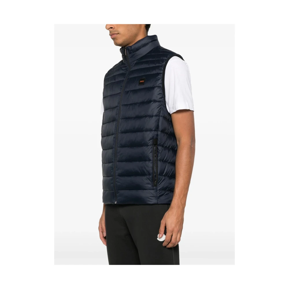 Hugo Boss Midnight Blue Quilted Front Zip Jacket Blue Heren