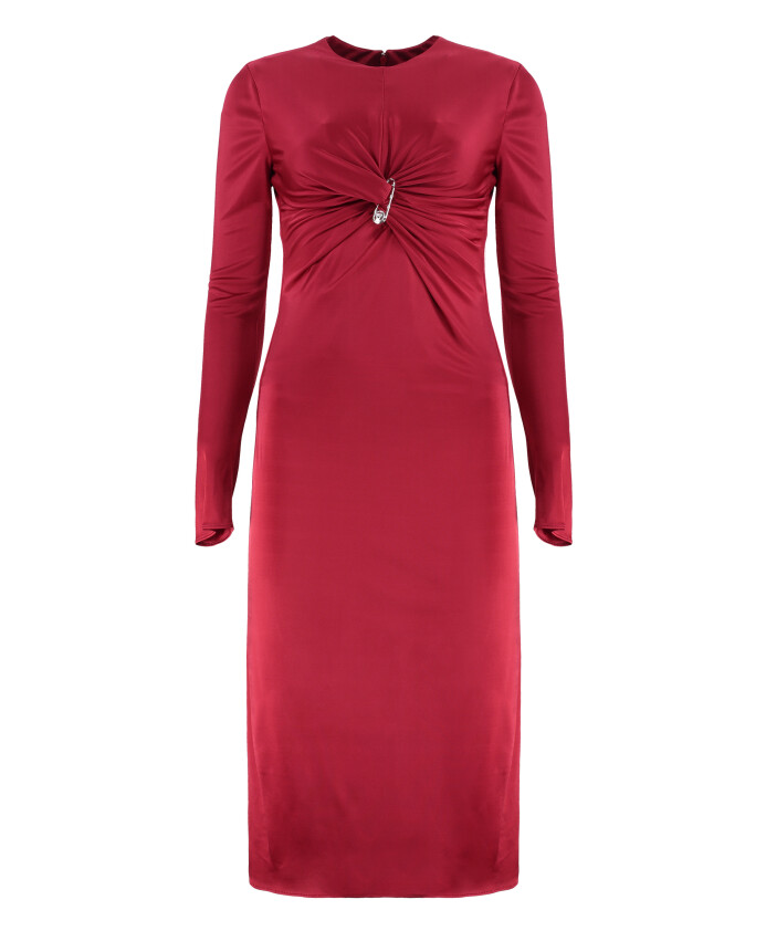 gathered-front-jersey-dress-with-brooch