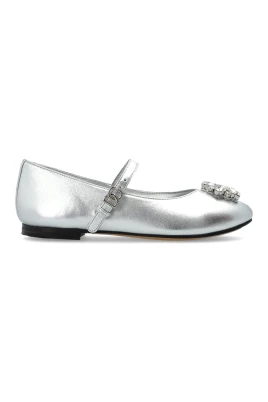 Ballerinaskor i nappaläder med brosch