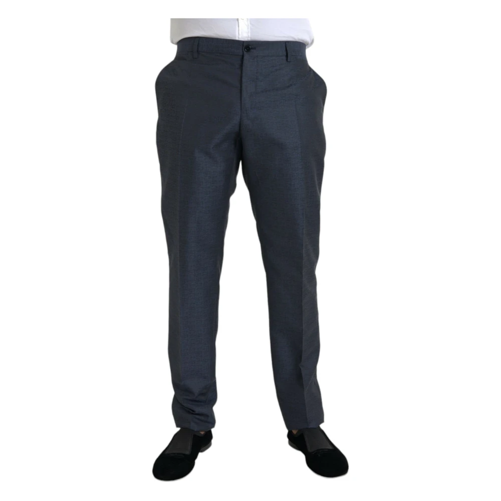Dolce & Gabbana Blauwe Wol Heren Skinny Jurk Broek Blue Heren