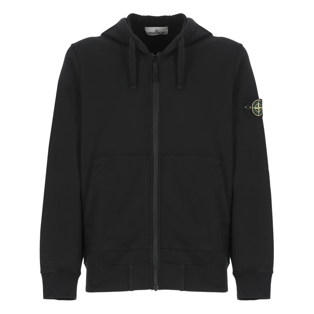Stone Island Zwarte Katoenen Hoodie Black Heren