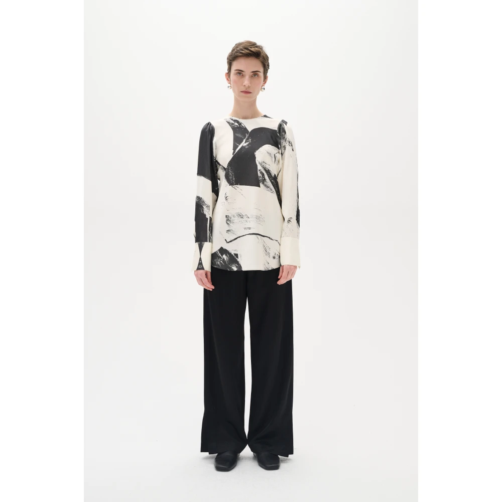 InWear Satijnen blouse met ronde hals White Dames