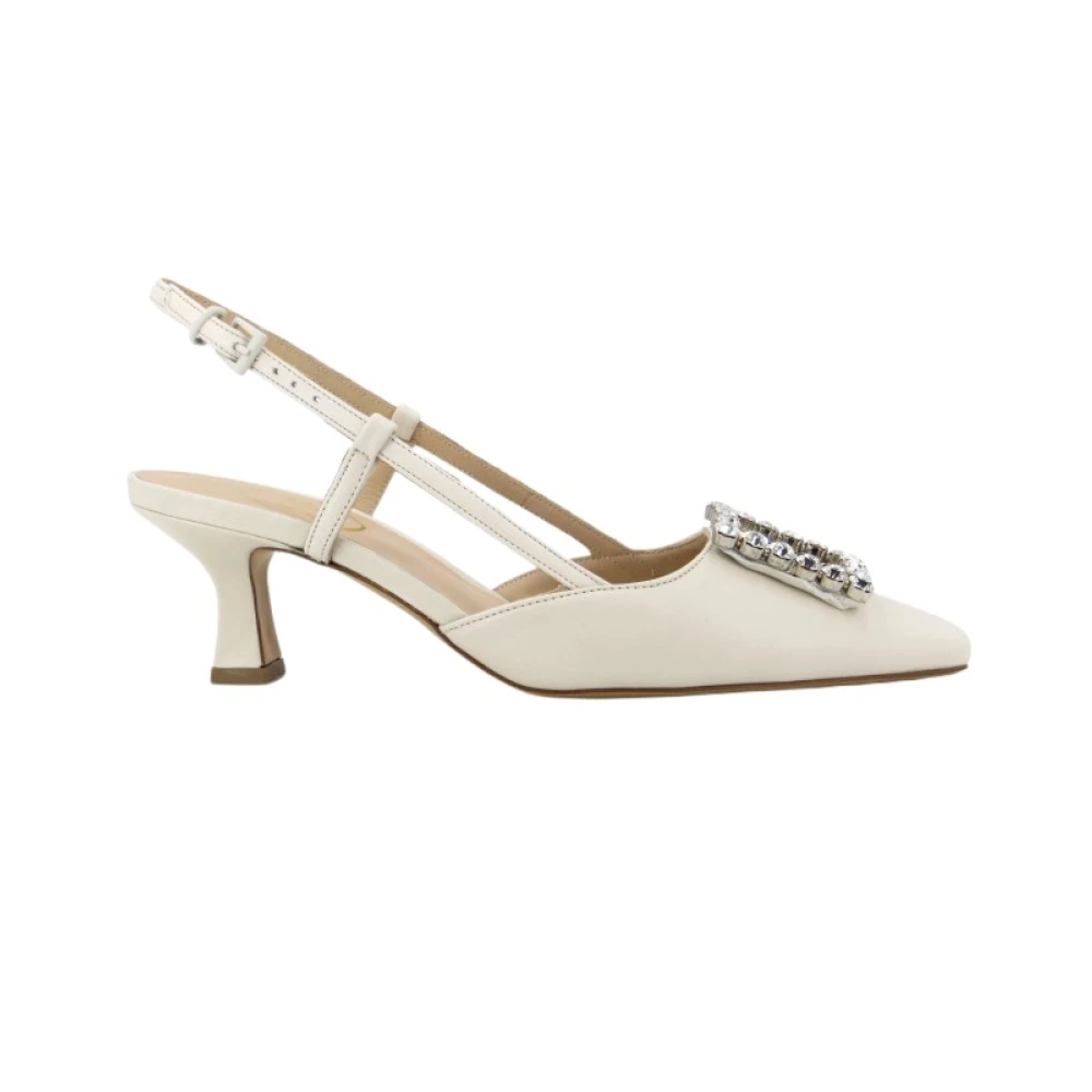 Roberto Festa Leren Band Hak Sandalen Beige Dames