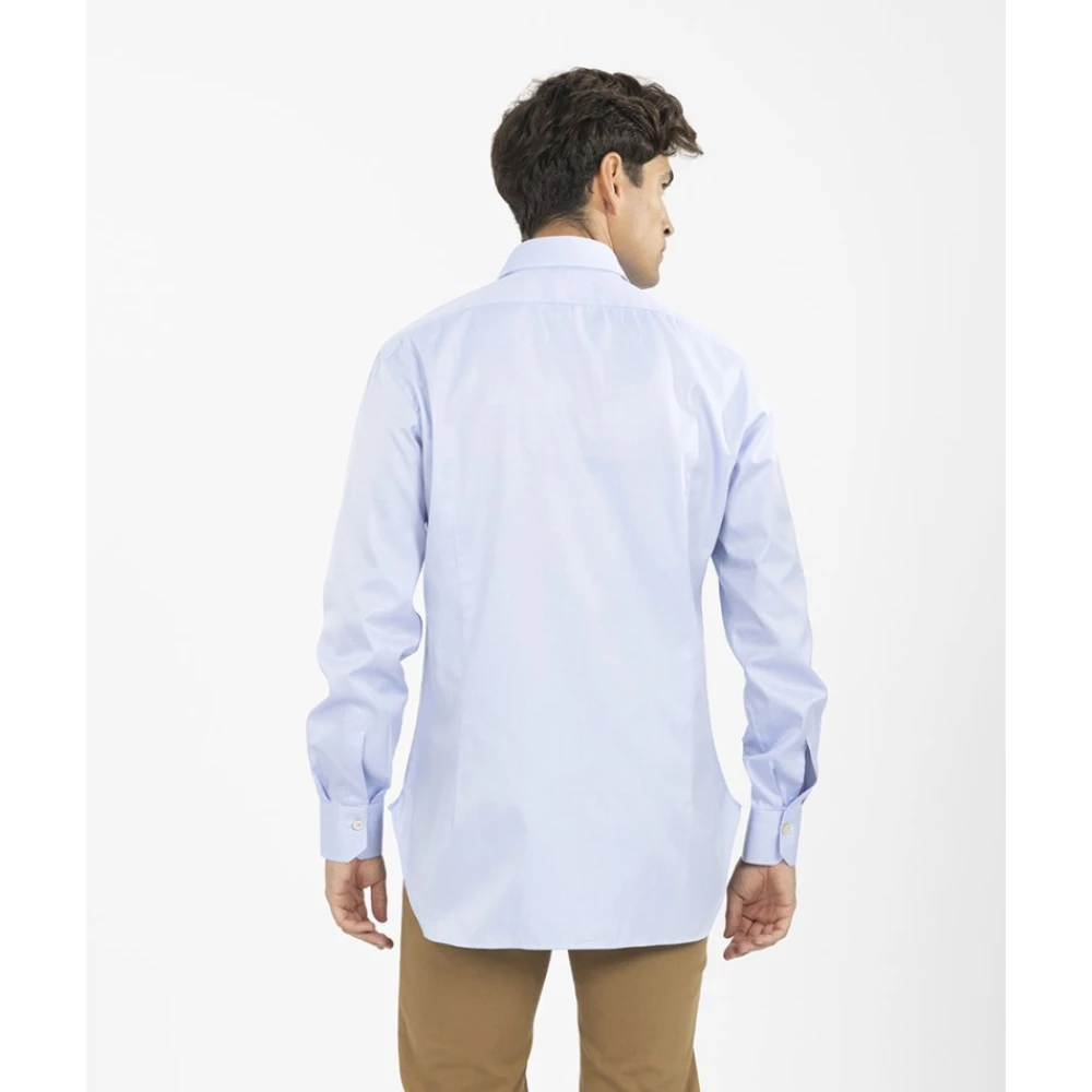 Kiton Italiaans Katoenen Overhemd Blue Heren