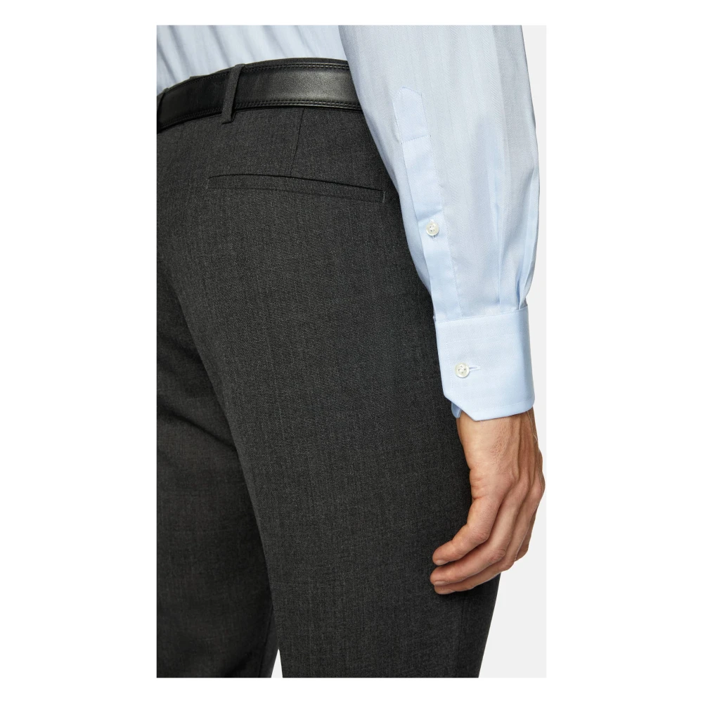 Boggi Milano Slim Fit Overhemd van Katoenen Twill Blue Heren