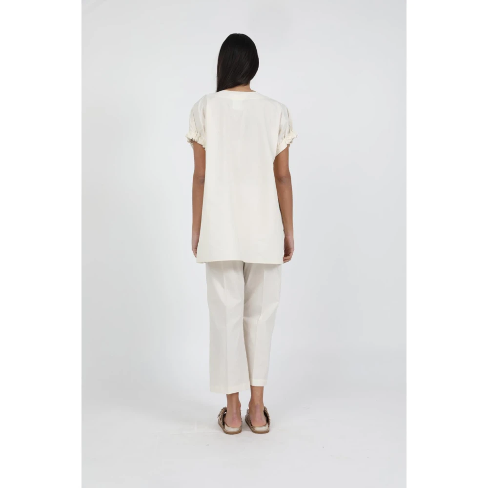 MeiMeiJ Casual Katoenen T-shirt voor dagelijks gebruik Beige Dames