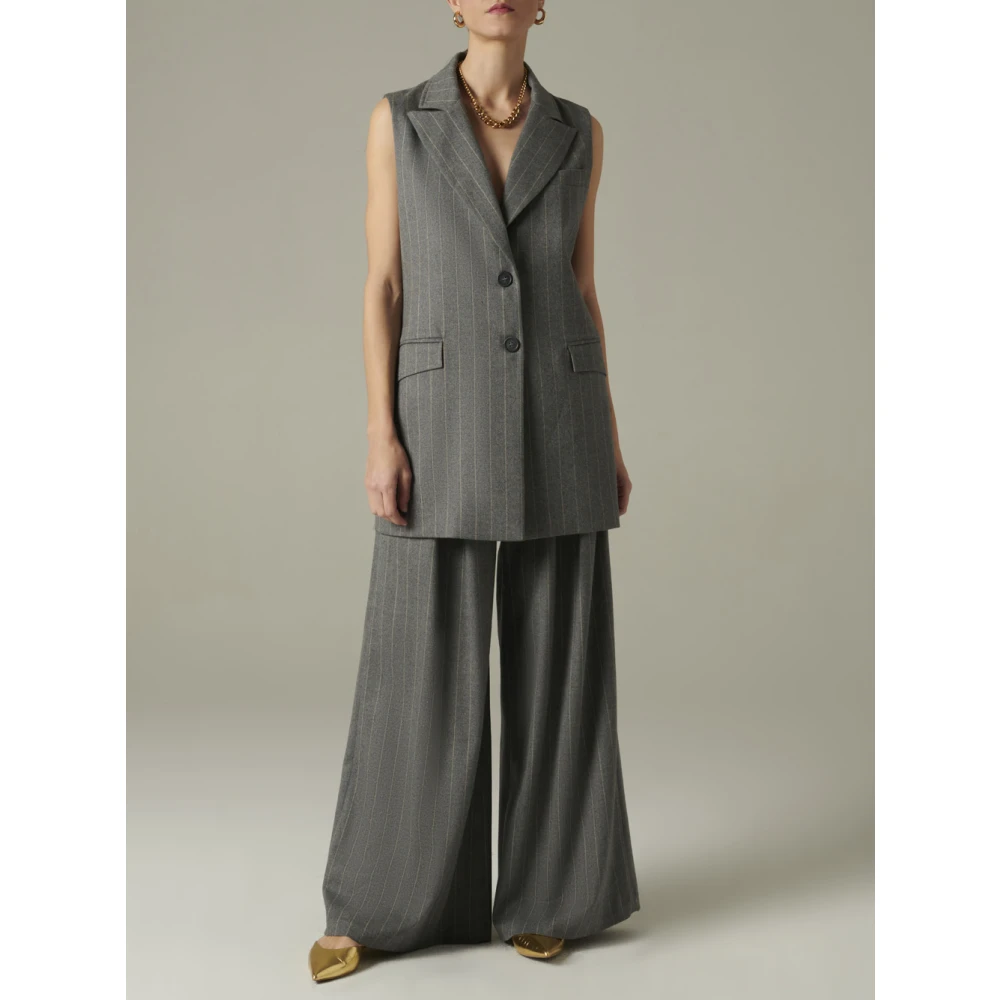 Manila Grace Oversized Grijze Sweater Jas Gray Dames