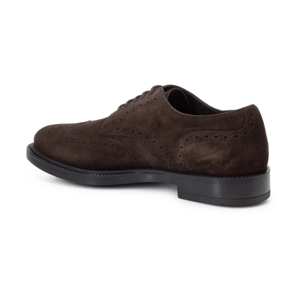 TOD'S Donkerbruine Suède Veterschoenen Brown Heren