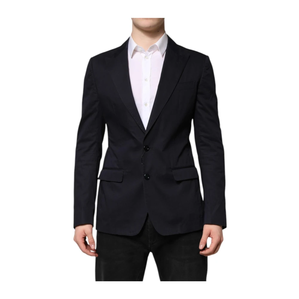 Dolce & Gabbana Men's Black Luxury Cotton Silk Blazer Jacket