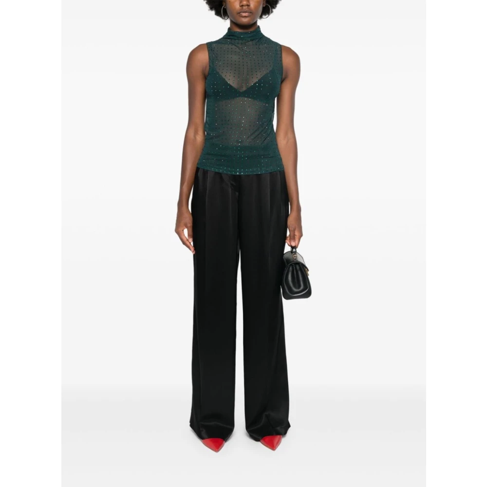 pinko Doorschijnende Mouwloze Top met Strass Green Dames