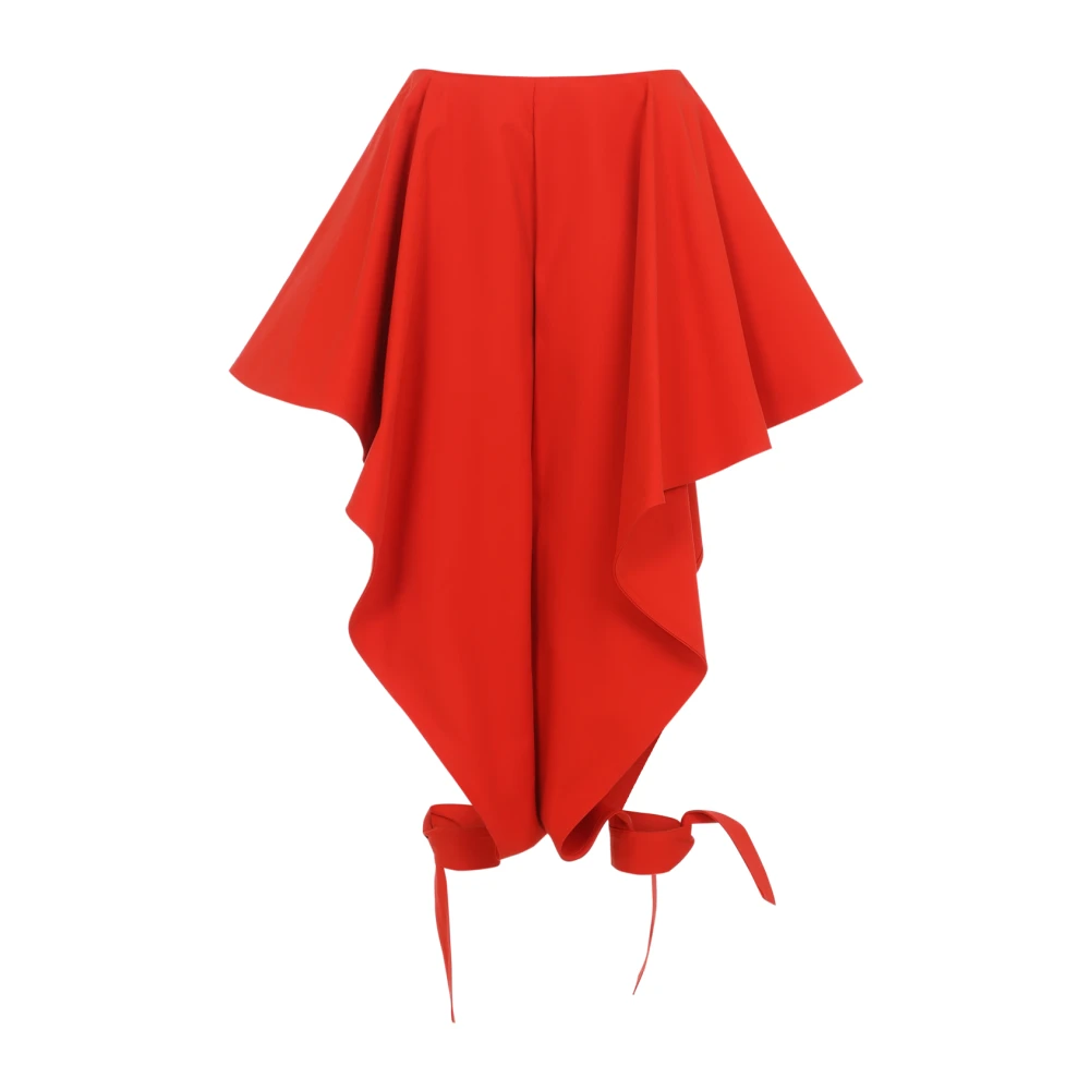 Alaïa Women's Red Wide Trousers, S, Panelled Cotton Trousers