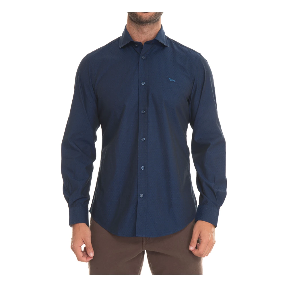 Harmont & Blaine Casual Overhemd met Tegel Micro Print Blue Heren