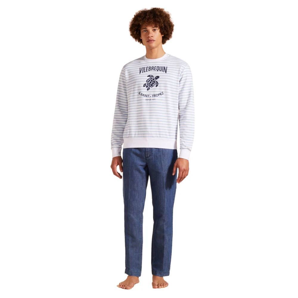 Vilebrequin Gestreept katoenen sweatshirt voor heren Blue Heren