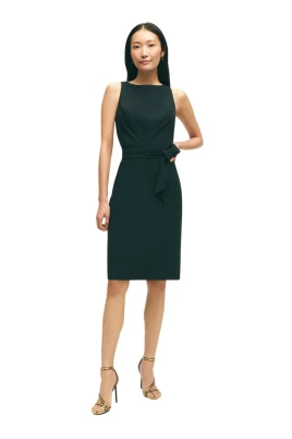 Svart Stretch Polyester Crêpe Klänning