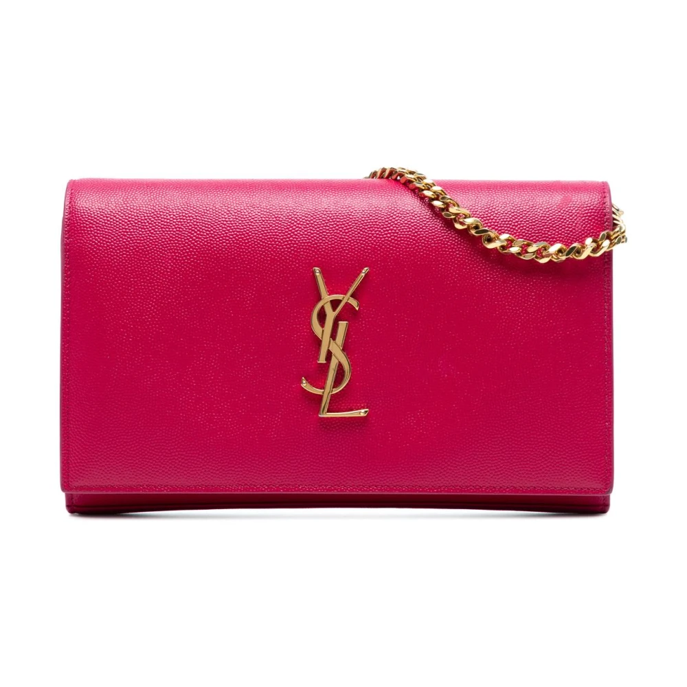 Saint Laurent Vintage Women's Pink Pre-Owned Chain Wallet
