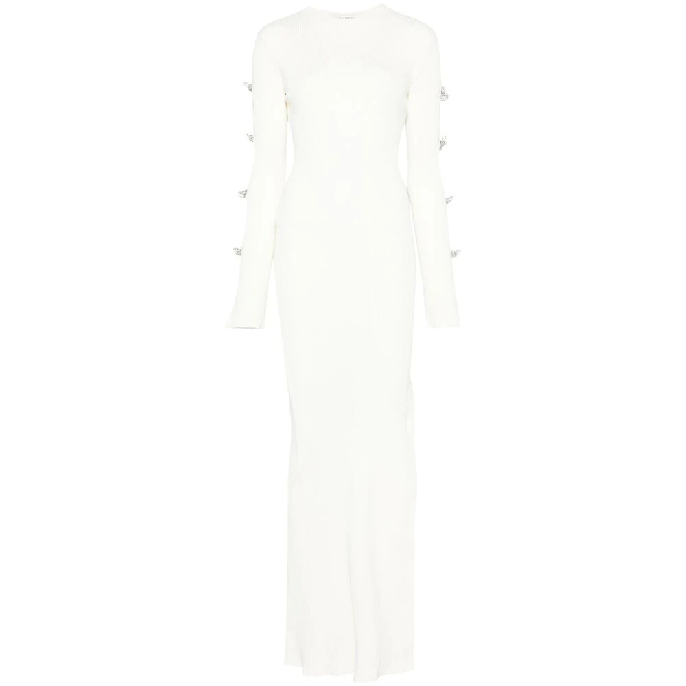 Mach & Mach Witte Jurk met Zijsplit en Ribdetail White Dames