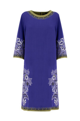 robe-tunique-bleue-imprimee-style-elegant