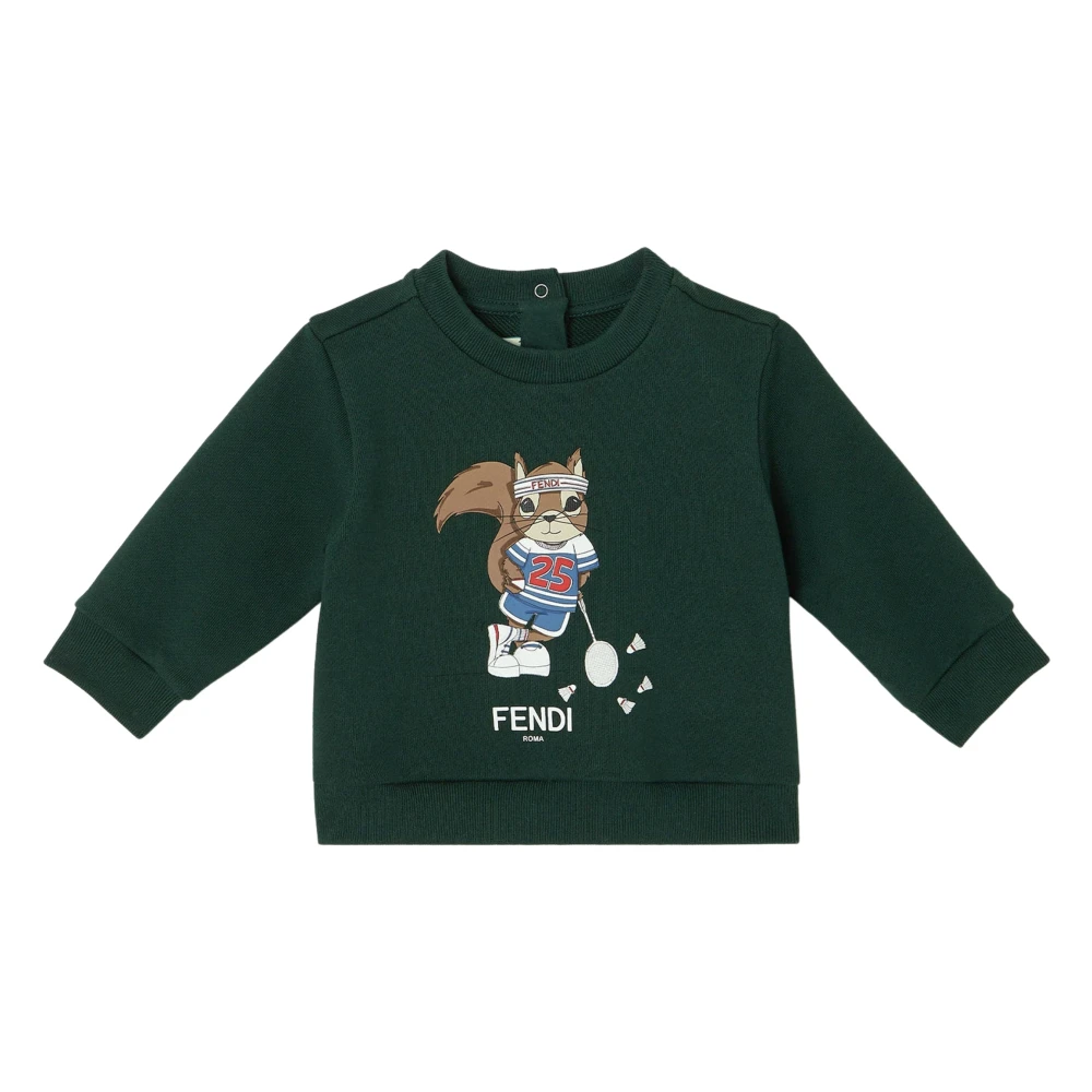 Fendi Boys Green Kids Sweatshirts, 2 Y, Squirrel Sweatshirt