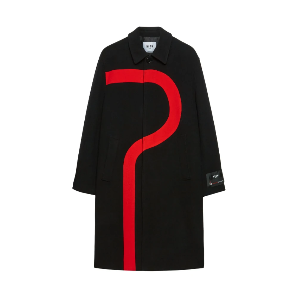 Msgm Zwarte Jas Klassieke Stijl Golfprint Black Heren