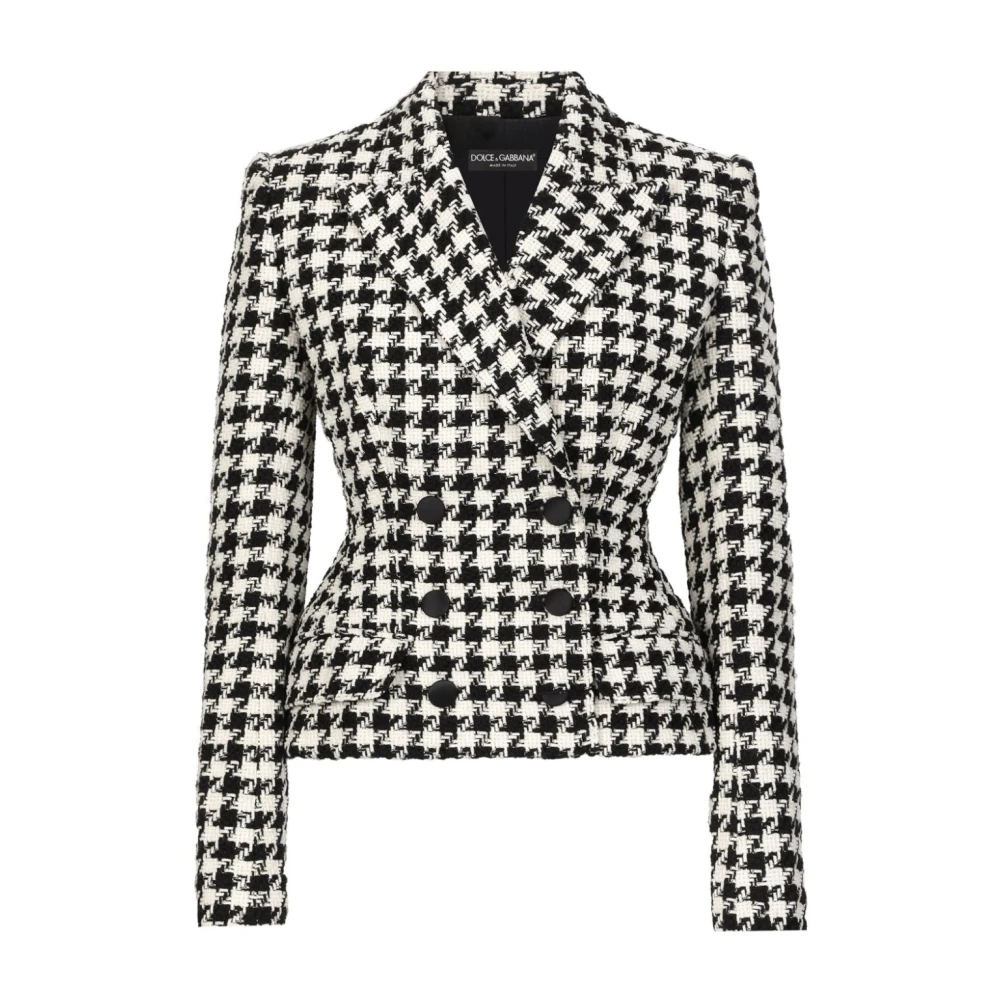 Dolce & Gabbana Geruite Double-Breasted Wollen Blazer Gray Dames