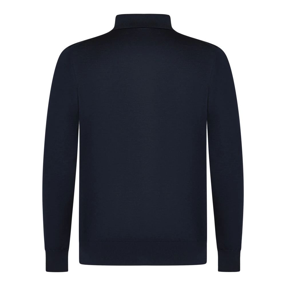 Kiton Blauw poloshirt met lange mouwen Blue Heren