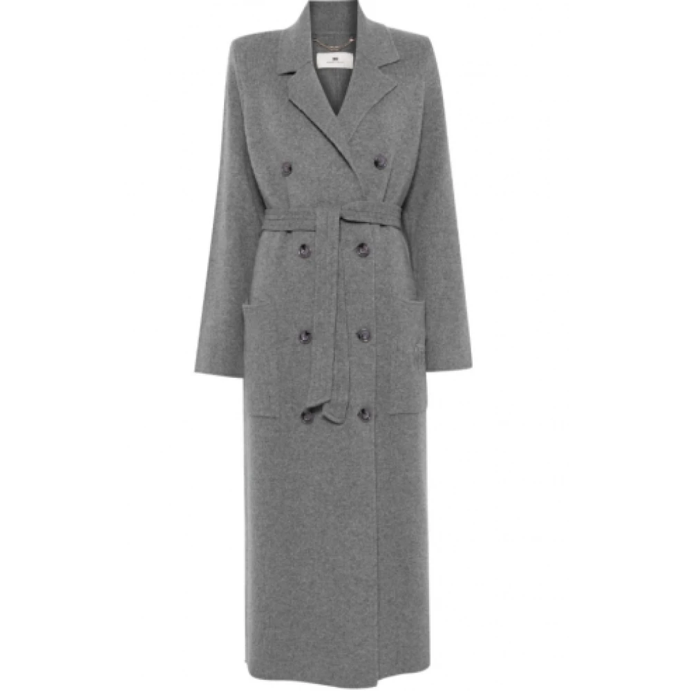 Elisabetta Franchi Luxe Grijs Wol Kasjmier Jas Gray Dames