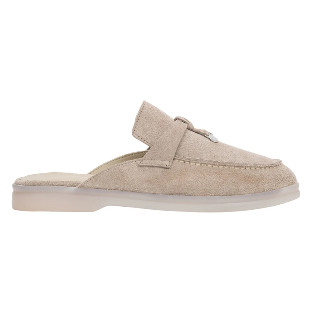 Estro Beige Velour Mules - Female - Mules - 7 Uk - Shoes