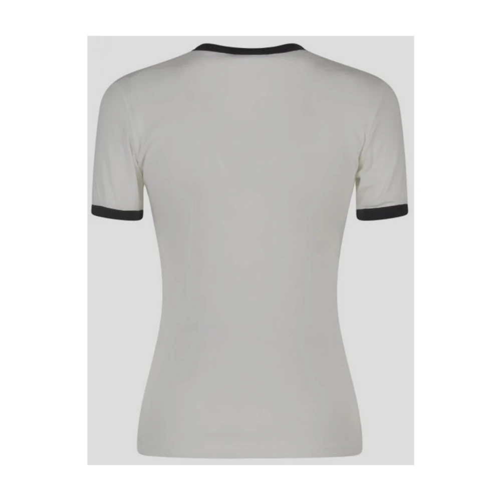 Courrèges Contrast Katoenen Tee White Dames