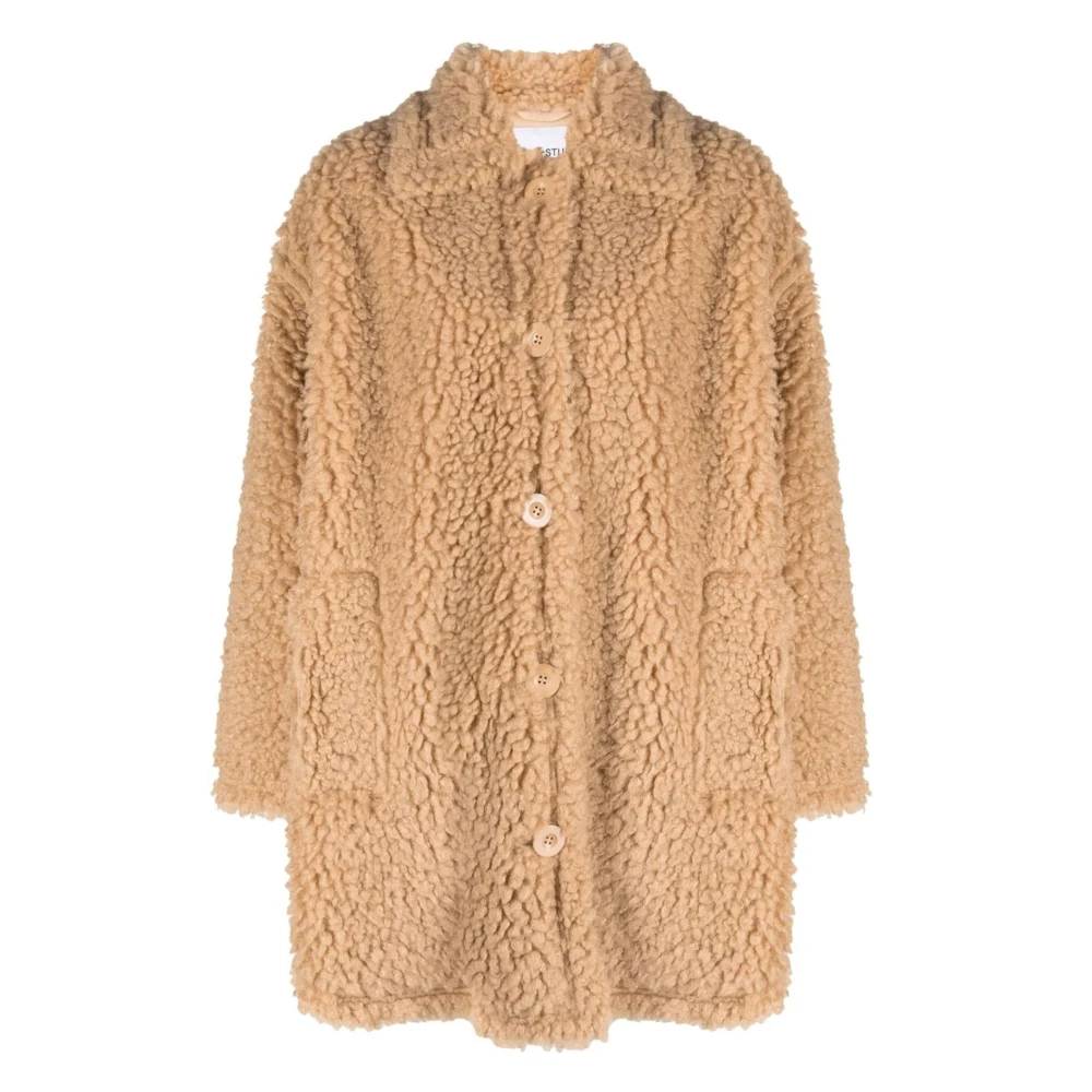 Stand Studio Beige Casual Polyester Coat Beige Dames
