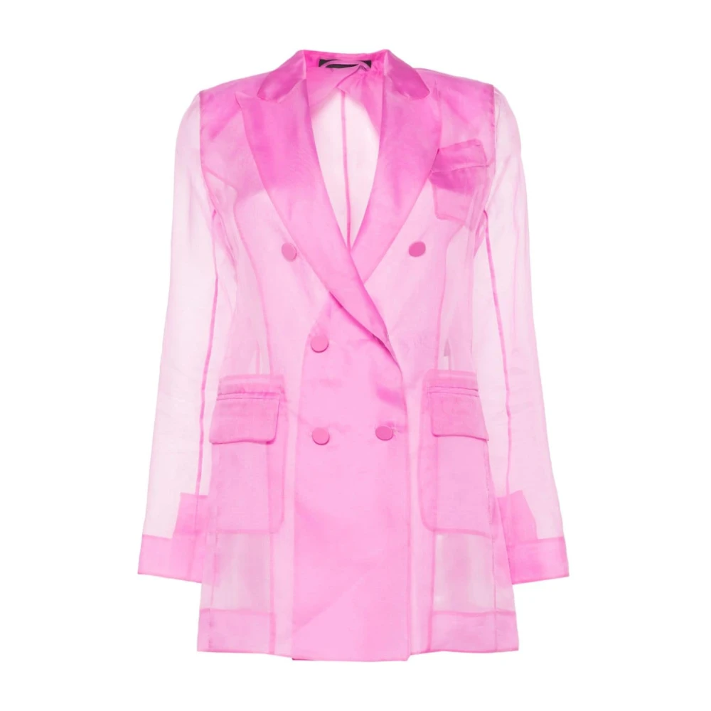 Max Mara Roze Zijden Organza Jas Pink Dames