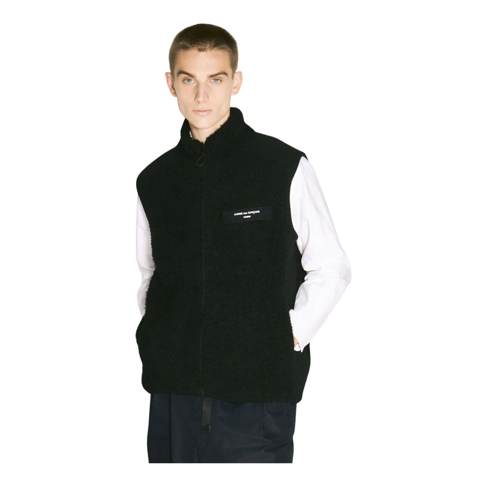 Comme des Garçons Geribbeld Wolmix Vest Black Heren