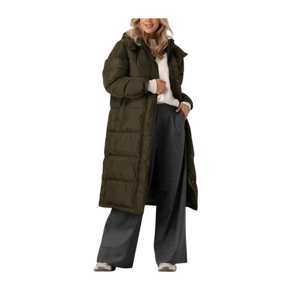 Tommy Jeans Groene Lange Pufferjas voor Vrouwen Green Dames