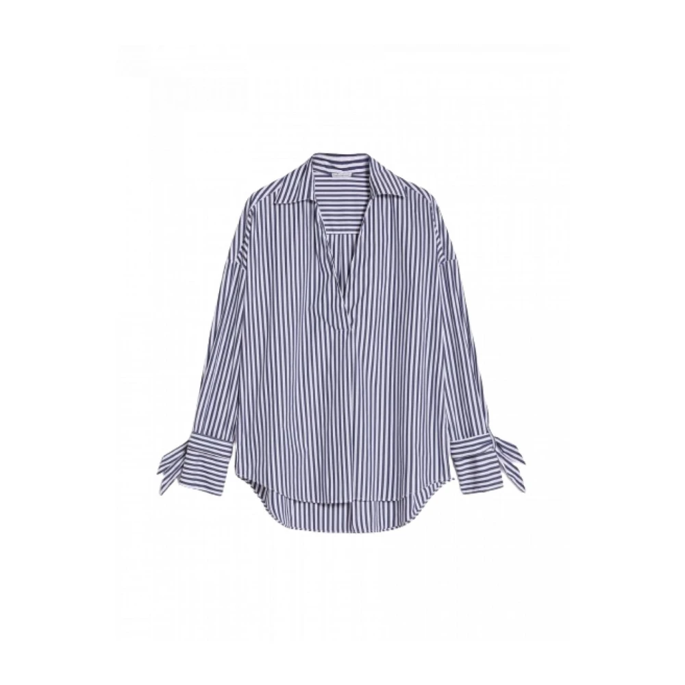 Pennyblack Oversized Gestreepte Popeline Blouse Blue Dames