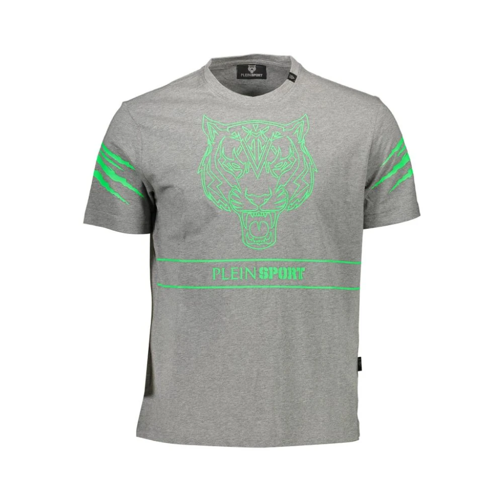 Plein Sport , Training T-Shirts & Tops, Male, Gray, S, Crewneck T-Shirt - Image 3
