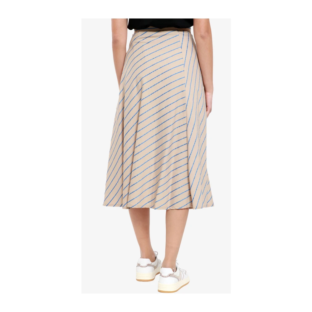 Kaos Gestreepte hoge taille rok Beige Dames