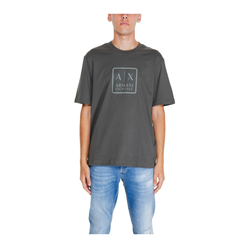 Armani Exchange Groen effen T-shirt met ronde hals en korte mouwen Green Heren