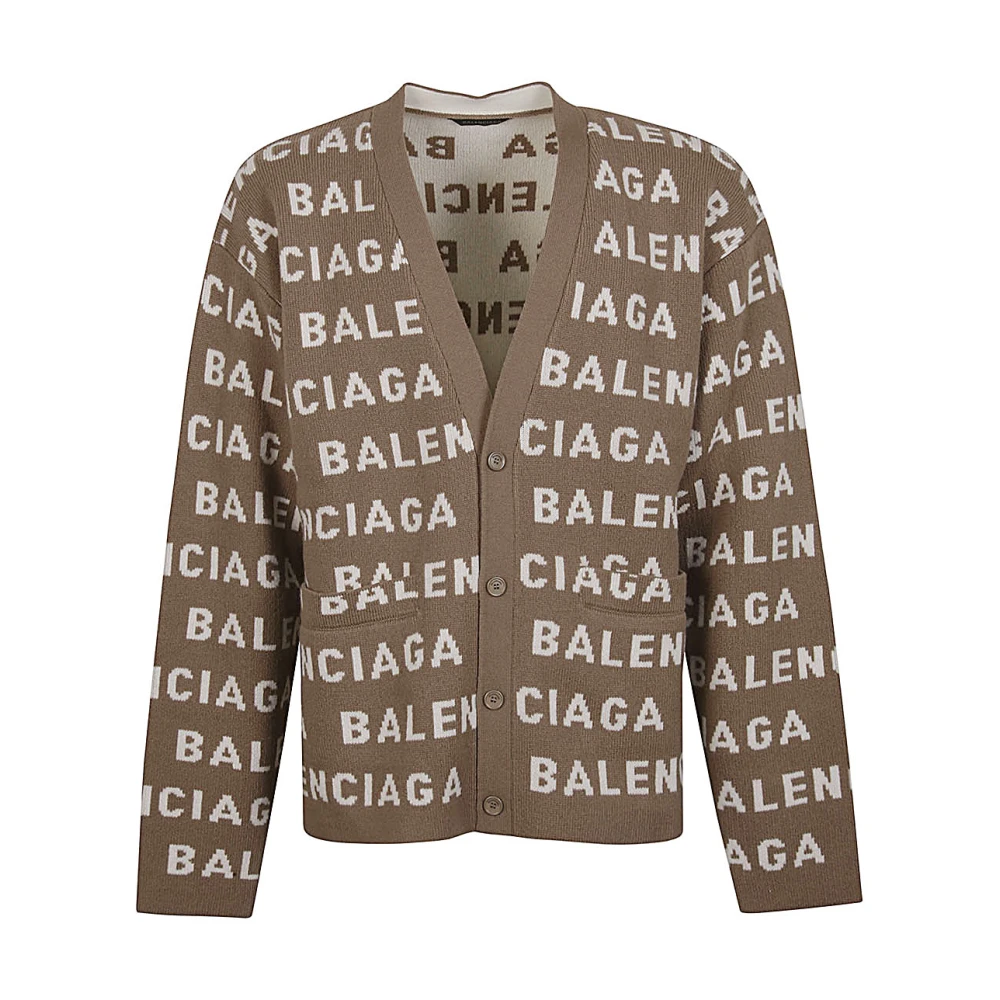 Balenciaga Logo Wollen Vest Brown Heren