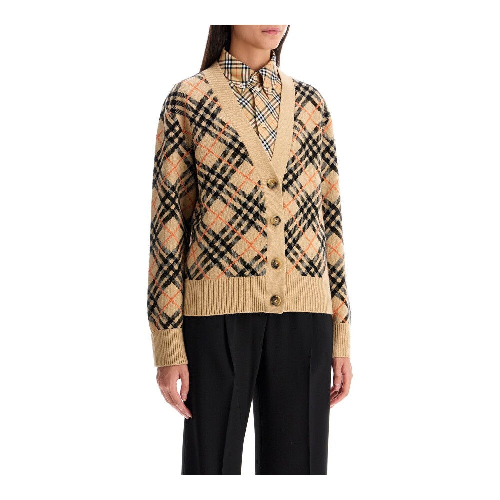 Cardigan de cachemira con estampado de cuadros Burberry Mujer Miinto