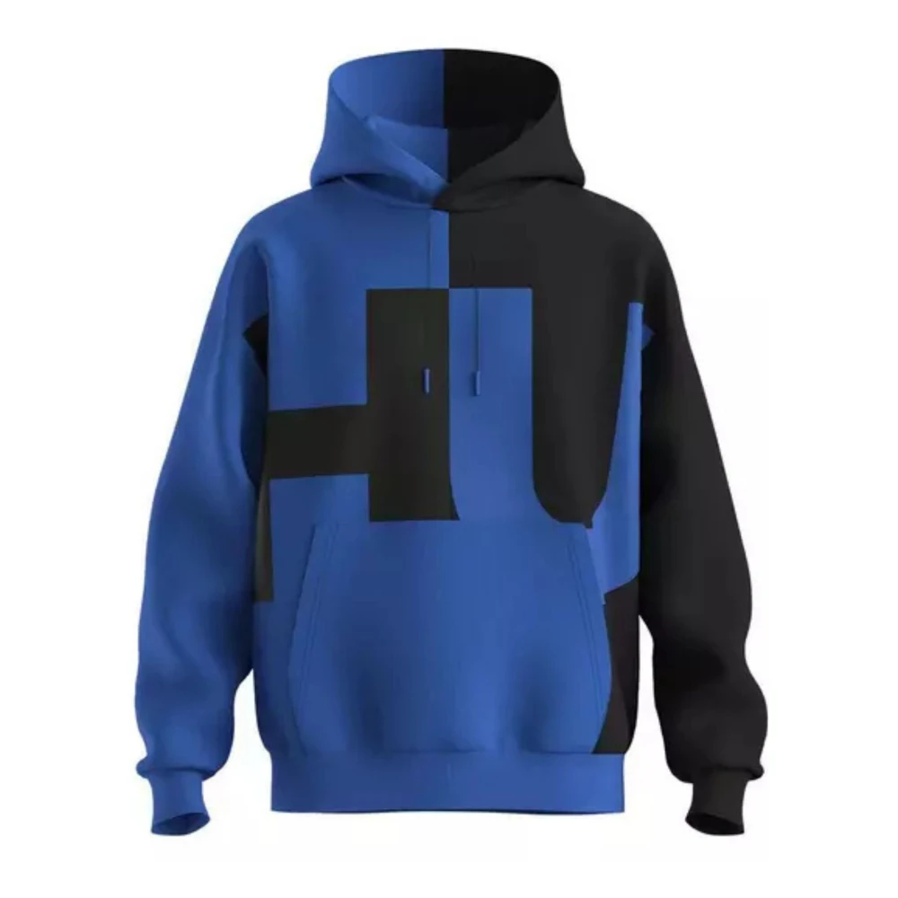 Hugo Boss Geribbelde Katoenen Hoodie Blue Heren