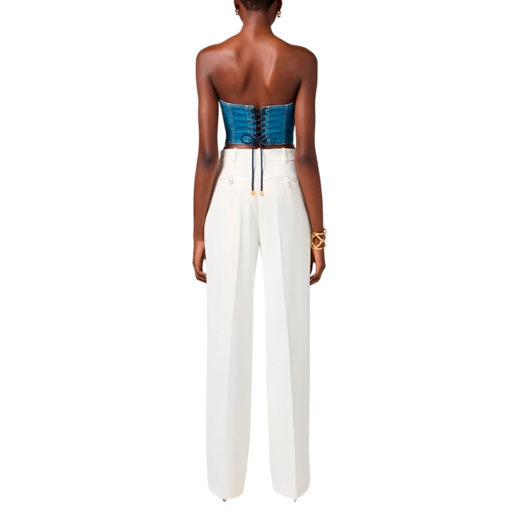 Elisabetta Franchi Wijde broek met brede plooien Beige Dames