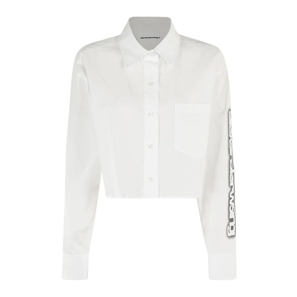 T by Alexander Wang Glow Print Crop Shirt White Dames
