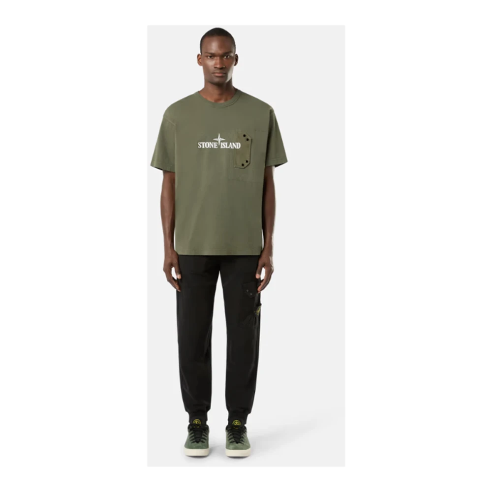 Stone Island Cargo Joggingbroek met Geborsteld Katoen Fleece Black Heren