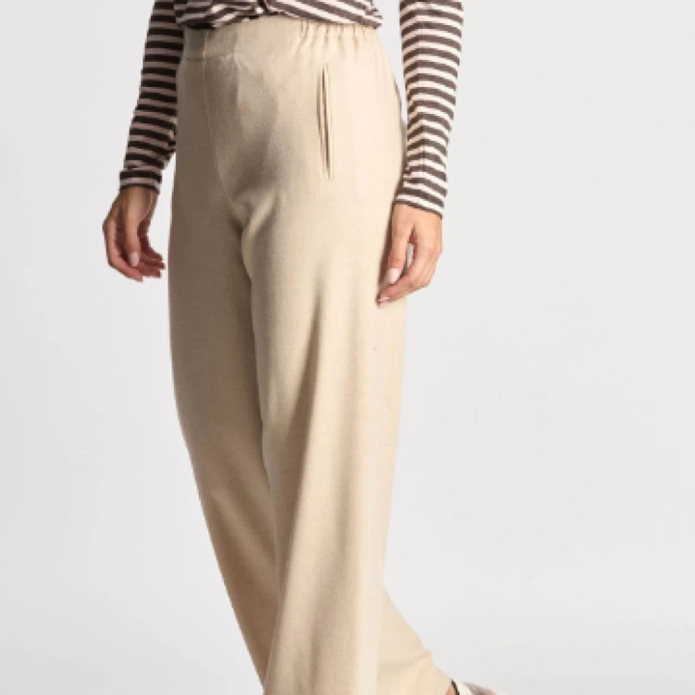 NIU Beige Wol Straight Leg Broek Beige Dames