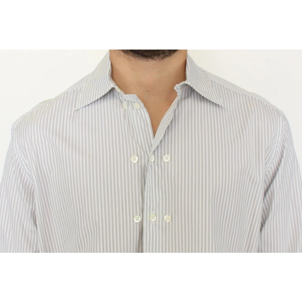 Ermanno Scervino Gestreept katoenen casual overhemd White Heren