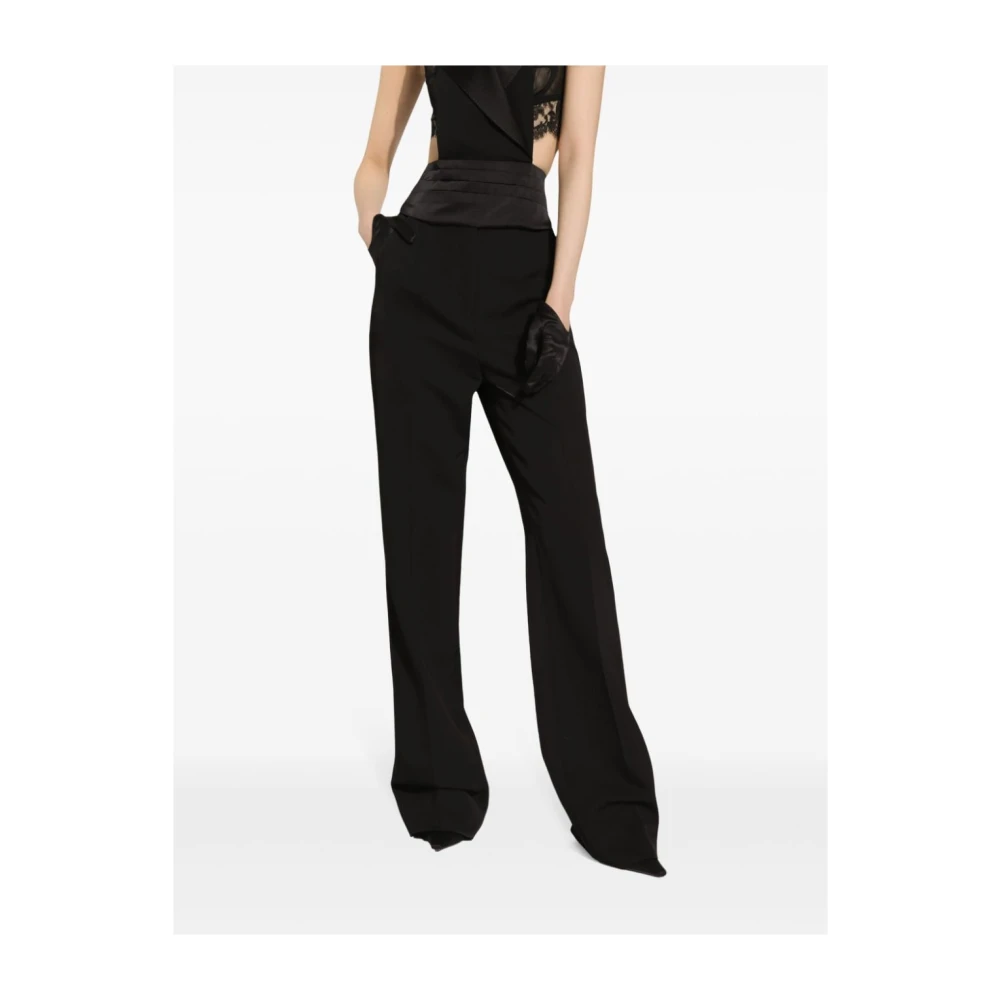 Dolce & Gabbana Zwarte Wol Gabardine Tailored Broek Black Dames