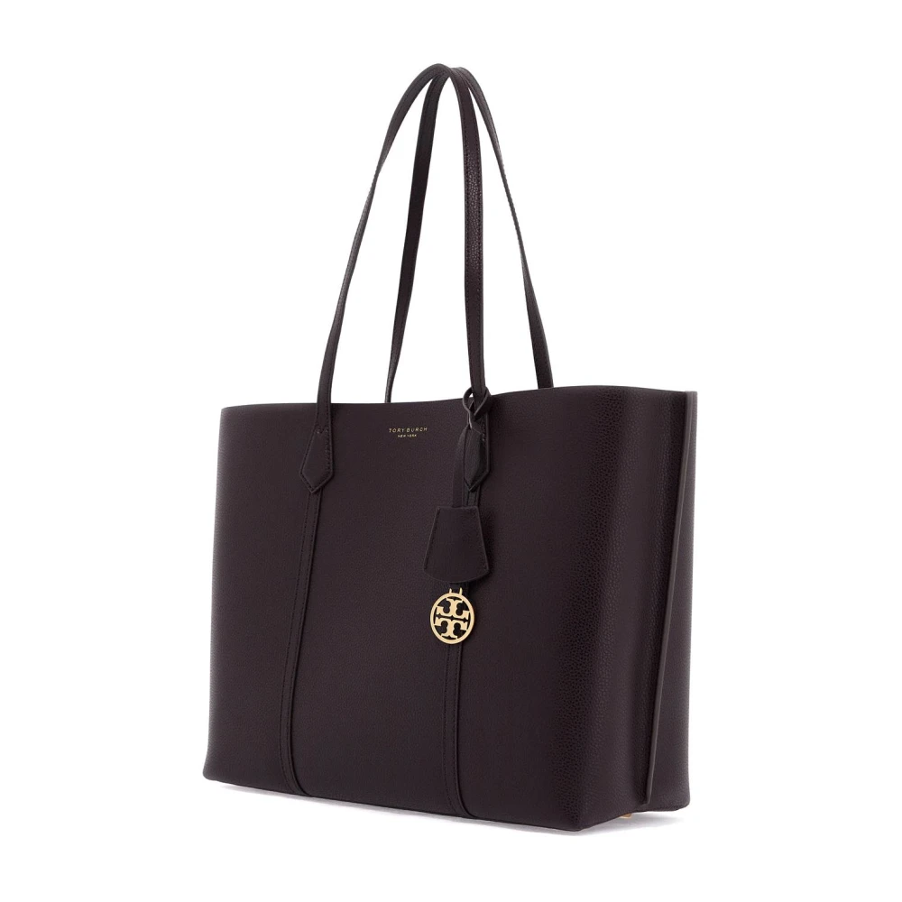 TORY BURCH Winkel tas van generfd leer met logo Purple Dames