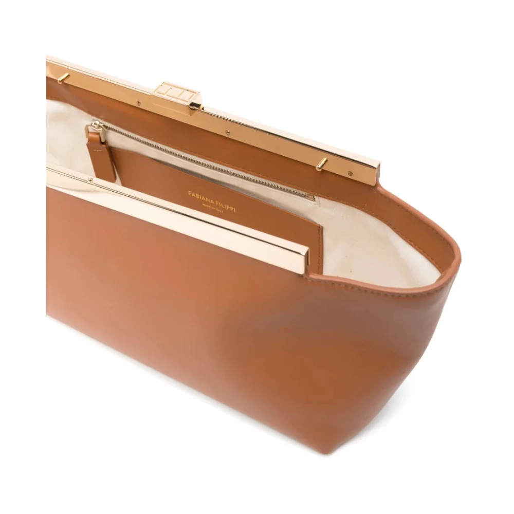 Fabiana Filippi Elegante Leren Schoudertas Brown Dames