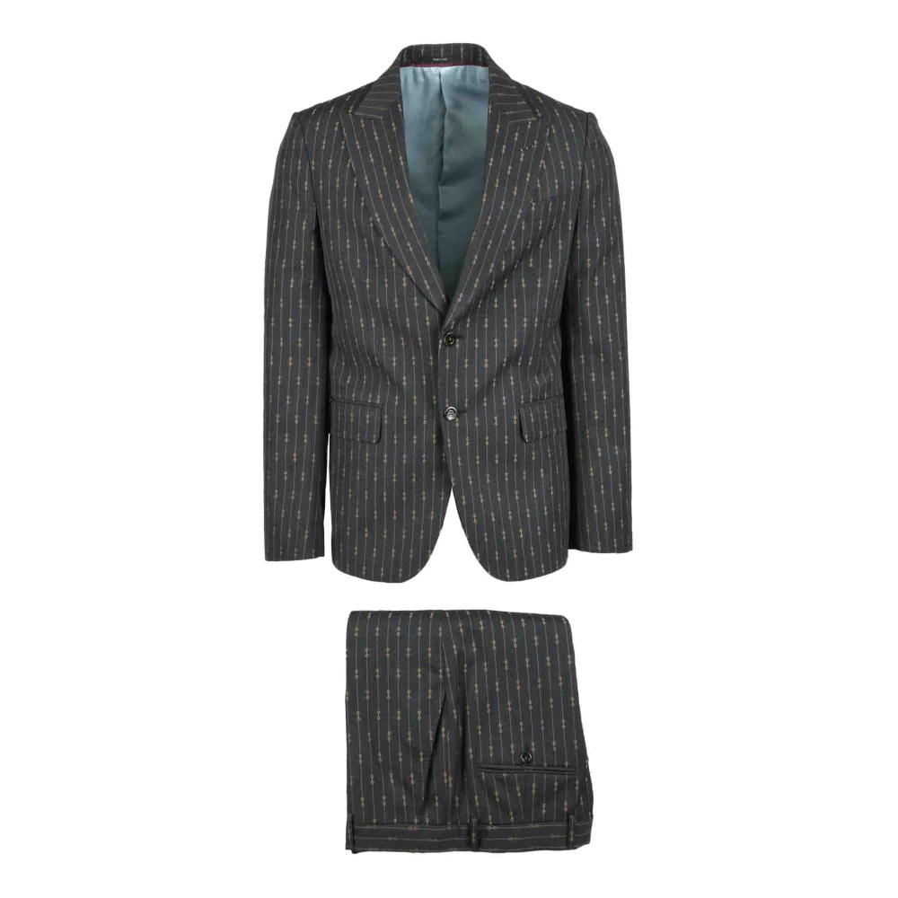 Gucci Single Breasted Suit Set Gray Heren