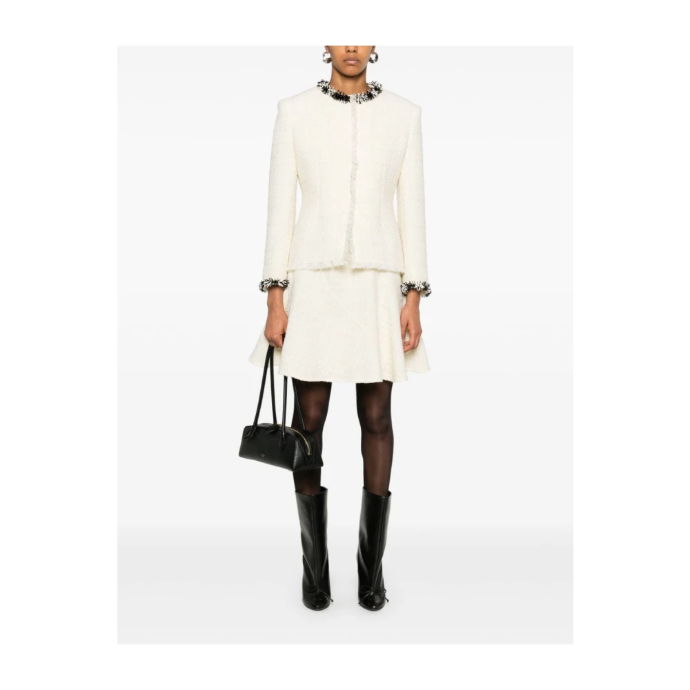 Givenchy Beige Tweed Jas met Kralenversiering Beige Dames